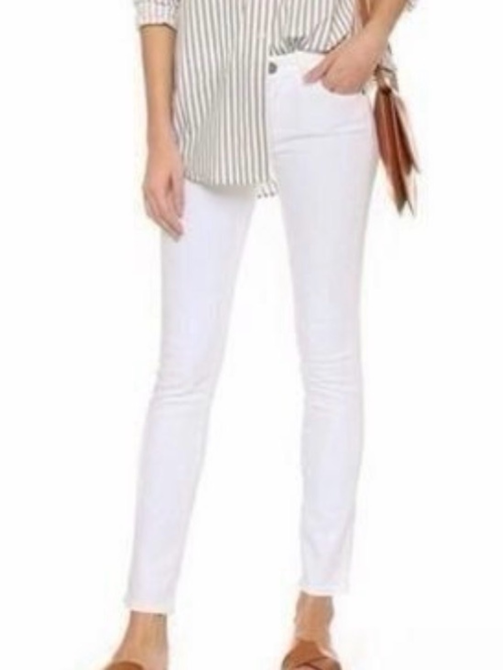 PAIGE Skyline Ankle Peg Jeans in White Denim / skinny 25 -
